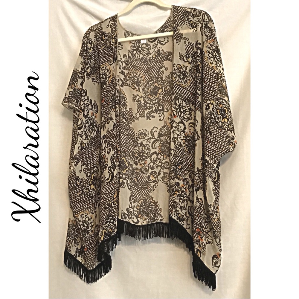 Xhilaration Sheer Kimono Open Cardigan Top L / XL